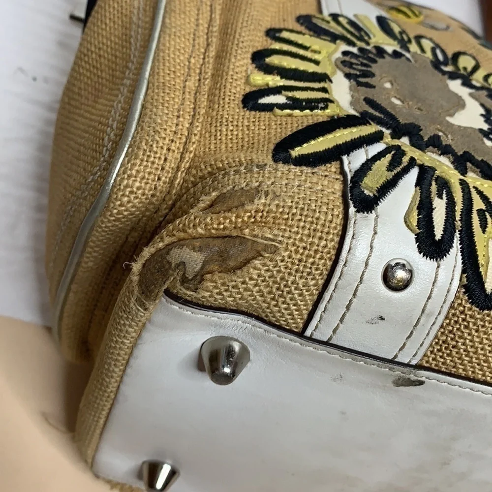 COACH Bees And Flowers Appliqué Burlap And Leather - Picture 7 of 14